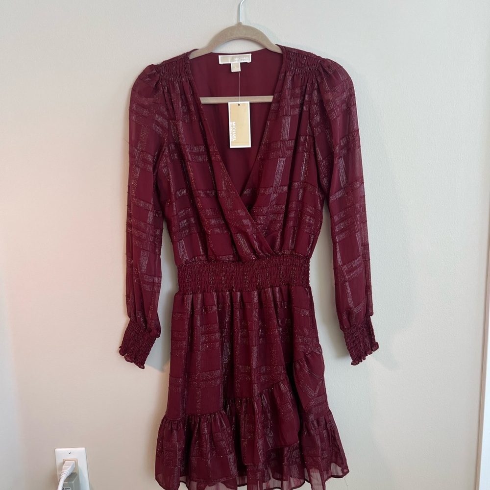 Michael Kors Deep Red Long Sleeve Dress